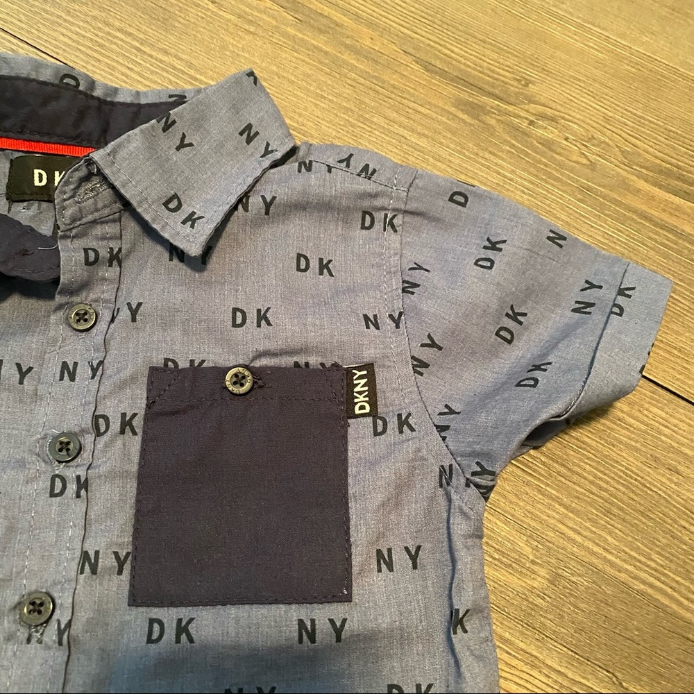 DKNY 3T short sleeve Blue button down shirt - Picture 3 of 7